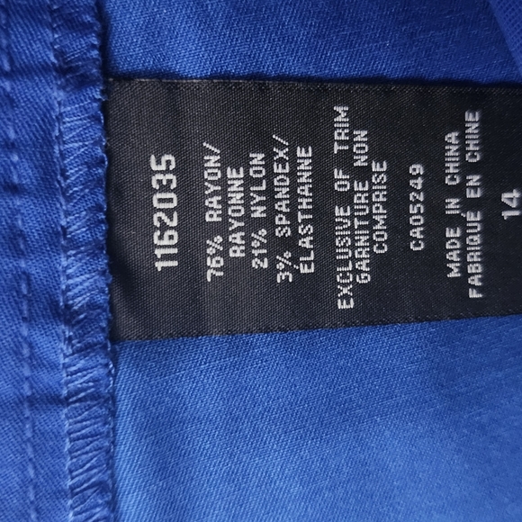 SC&CO US 14 Royal Blue Mid-Rise Capri Pants, Tummy Control Office Casual Chic - Picture 5 of 8